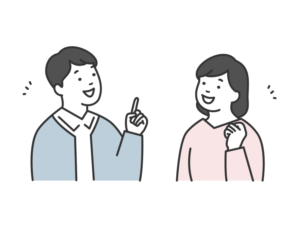 話し合う男女